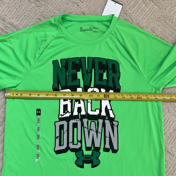 Under Armour short sleeve tech t-shirt Never Back Down Size youth XL NWT - Picture 13 of 16